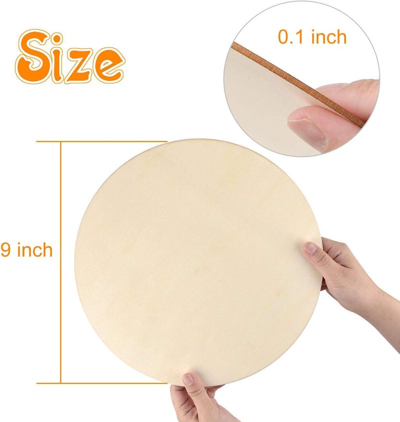 Coopay 16 Pieces 9 Inch Unfinished Wooden Circles, Wooden Cutouts Natural Round Wood Slices for DIY Wood Craft, Door Hanger, Painting, Wedding, Coasters, Home Decoration - Image 2