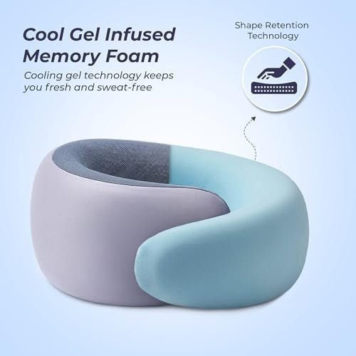 Billebon Ultrasoft Memory Foam Neck Pillow for Travel, Lightweight Comfortable & Breathable Cover, Airplane Travel Pillow Combo with Premium Eye Mask and Carry Bag. (Grey) - Image 2