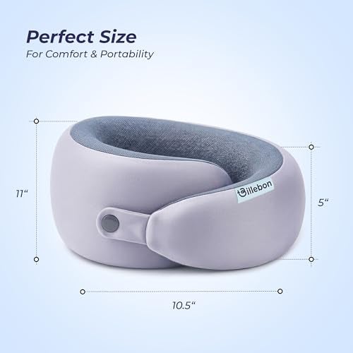 Billebon Ultrasoft Memory Foam Neck Pillow for Travel, Lightweight Comfortable & Breathable Cover, Airplane Travel Pillow Combo with Premium Eye Mask and Carry Bag. (Grey) - Image 3