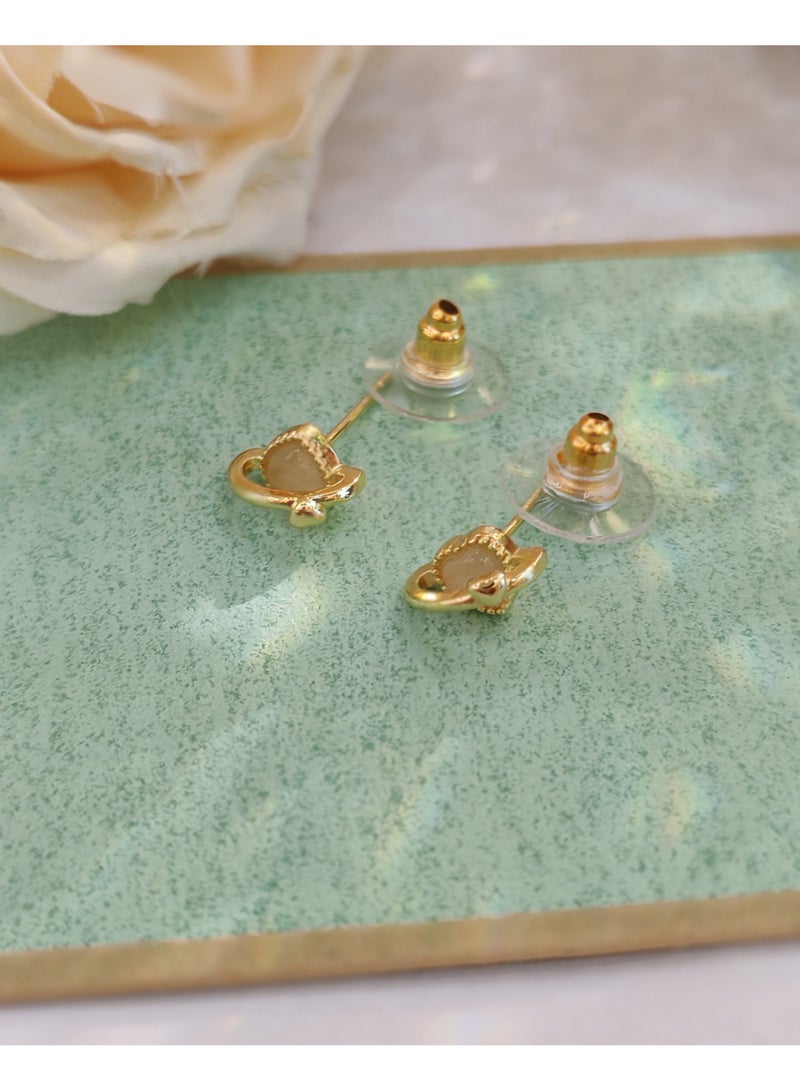 Three pair pearl earrings set topaz white zircon earrings 3-piece set - Image 4