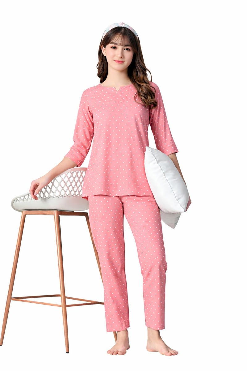 Ichaa Women's Printed Rayon Night Wear Top and Bottom Night Suit Set - Image 1