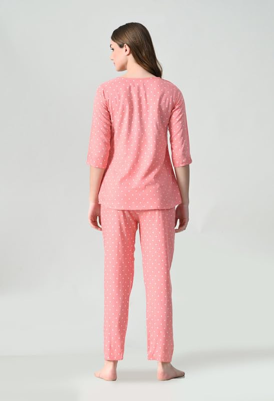 Ichaa Women's Printed Rayon Night Wear Top and Bottom Night Suit Set - Image 3