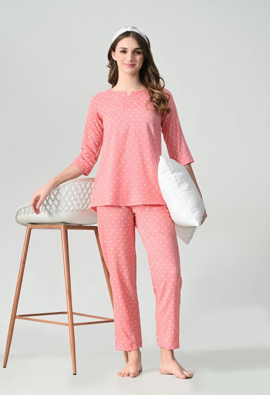 Ichaa Women's Printed Rayon Night Wear Top and Bottom Night Suit Set - Image 2