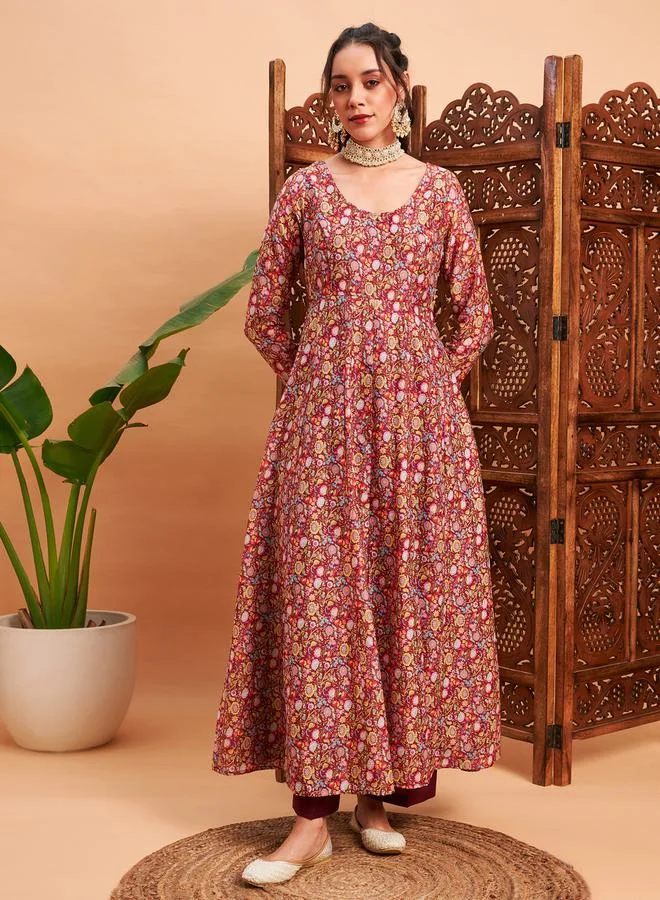 ساسافراس Floral All Over Print Anarkali Maxi Kurta by Styli