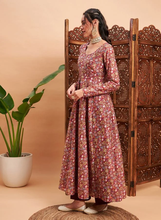 ساسافراس Floral All Over Print Anarkali Maxi Kurta by Styli