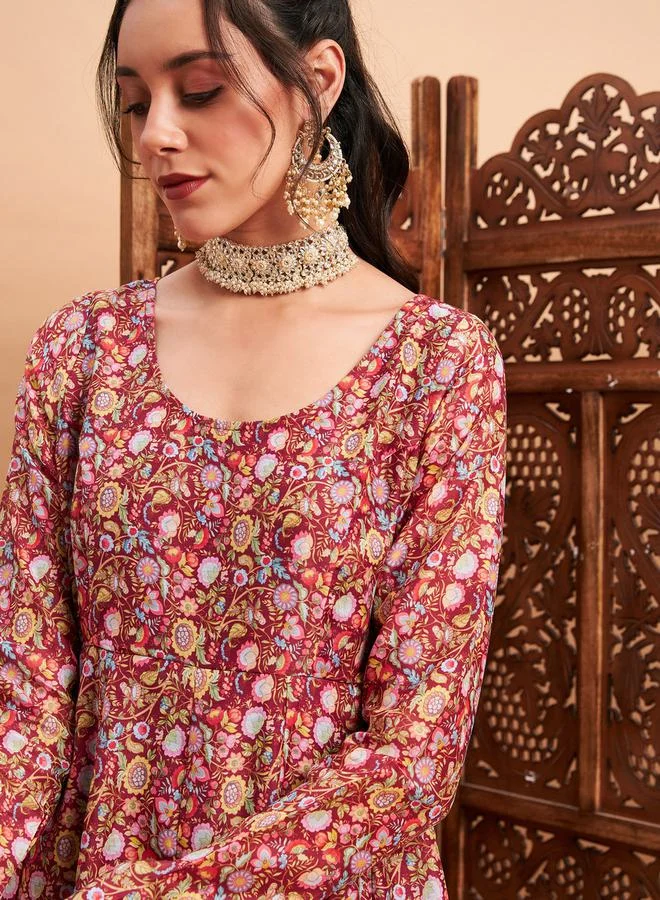 ساسافراس Floral All Over Print Anarkali Maxi Kurta by Styli