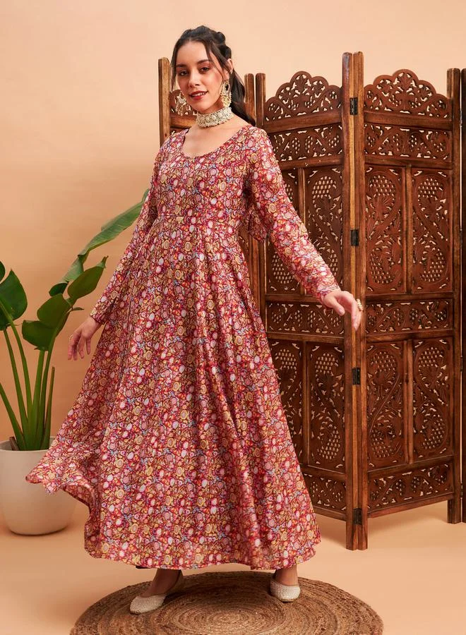 ساسافراس Floral All Over Print Anarkali Maxi Kurta by Styli