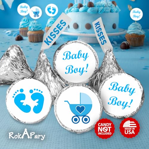 Creativity Labels 324 Blue Its a Boy Baby Shower Favors Stickers for Baby Shower Or Sprinkle Party Decorations, Kisses Stickers, Blue Favors Labels, Its a Boy Kisses. Made in USA - Image 2