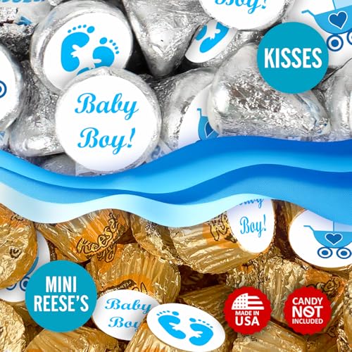 Creativity Labels 324 Blue Its a Boy Baby Shower Favors Stickers for Baby Shower Or Sprinkle Party Decorations, Kisses Stickers, Blue Favors Labels, Its a Boy Kisses. Made in USA - Image 4