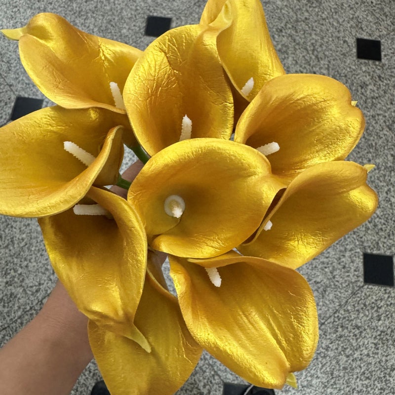 Generic Artificial Mini PU Calla Lily Multiple Colors Gold 