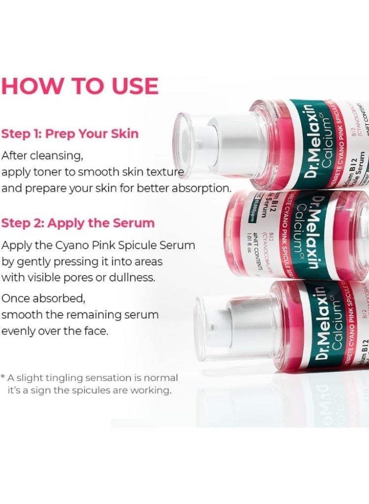 دكتور ميلاكسين سيروم Dr. Melaxin Cemenrete Cyano Pink Spicule – سيروم متطور لتجديد البشرة وتفتيحها وتحسين الملمس بتقنية المايكرو سبكيول - Image 3