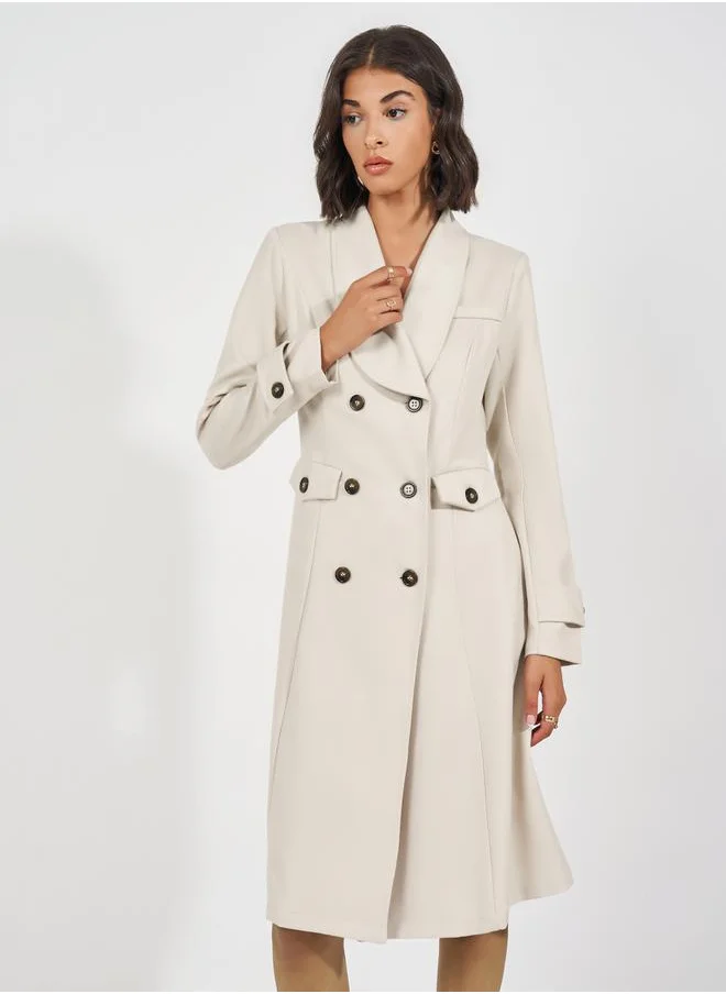 Styli Notch Lapel Double Breasted Blazer Knee Length Dress