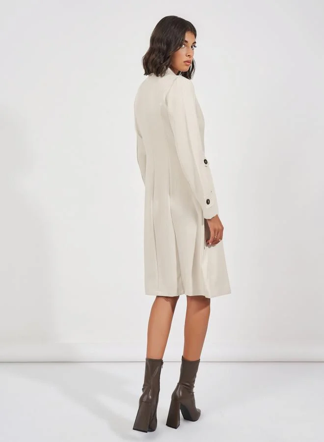 Styli Notch Lapel Double Breasted Blazer Knee Length Dress