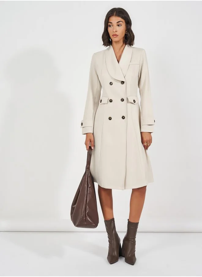 Styli Notch Lapel Double Breasted Blazer Knee Length Dress