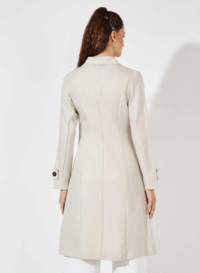 Styli Notch Lapel Double Breasted Blazer Knee Length Dress