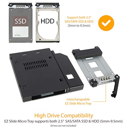 Icy Dock حامل متنقل معدني كامل ICY DOCK 2.5” SATA/SAS HDD/SSD لفتحة ODD أو FDD رفيعة | ToughArmor MB411SPO-B - Image 3