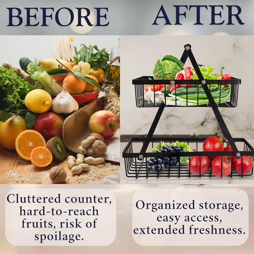 Niyara Iron Metal Heavy Duty Stand 2-Tier multistorage/Multipurpose Standing Rack, Bathroom Countertop Storage Shelf Cosmetic Organizer Holder Kitchen Spice Rack, ((Fruit Basket 01)) - Image 4