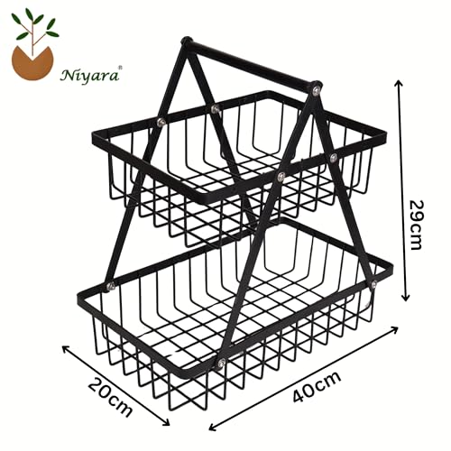 Niyara Iron Metal Heavy Duty Stand 2-Tier multistorage/Multipurpose Standing Rack, Bathroom Countertop Storage Shelf Cosmetic Organizer Holder Kitchen Spice Rack, ((Fruit Basket 01)) - Image 5