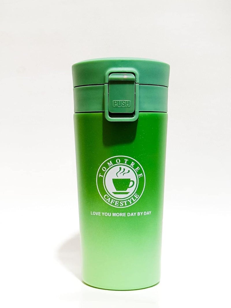 Ramkuwar Ramkuwar Travel Coffee Mug Tumbler Reusable Stainless Steel Dual Walled Vacuum Insulated 400 ml Thermal Flask with Leakproof Lid and Filter Water Bottle for Hot Cold Drinks Green 