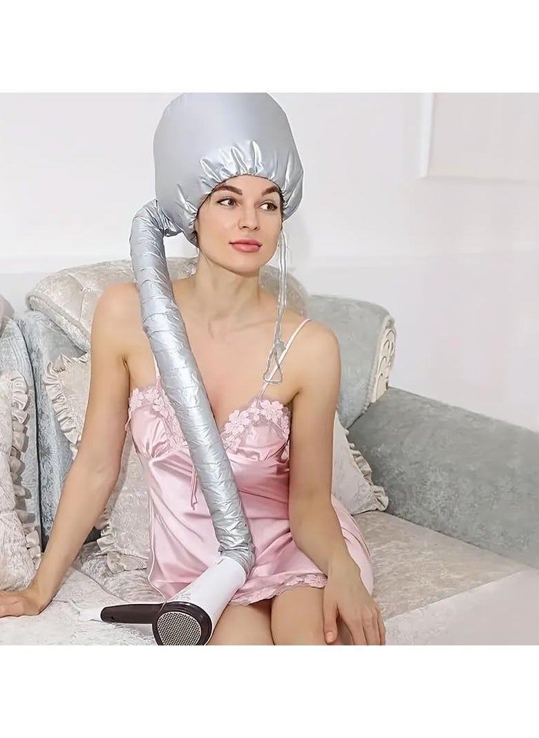Kimaya Portable Soft Bonnet Hood Hair Blow Dryer Attachment - Adjustable Hooded Dryer, Portable Hair Salon Heat Cap for Drying,Styling,Curling and Deep Conditioning,Relax, Speeds Up Drying Time at Home Silver Grey  - Image 4