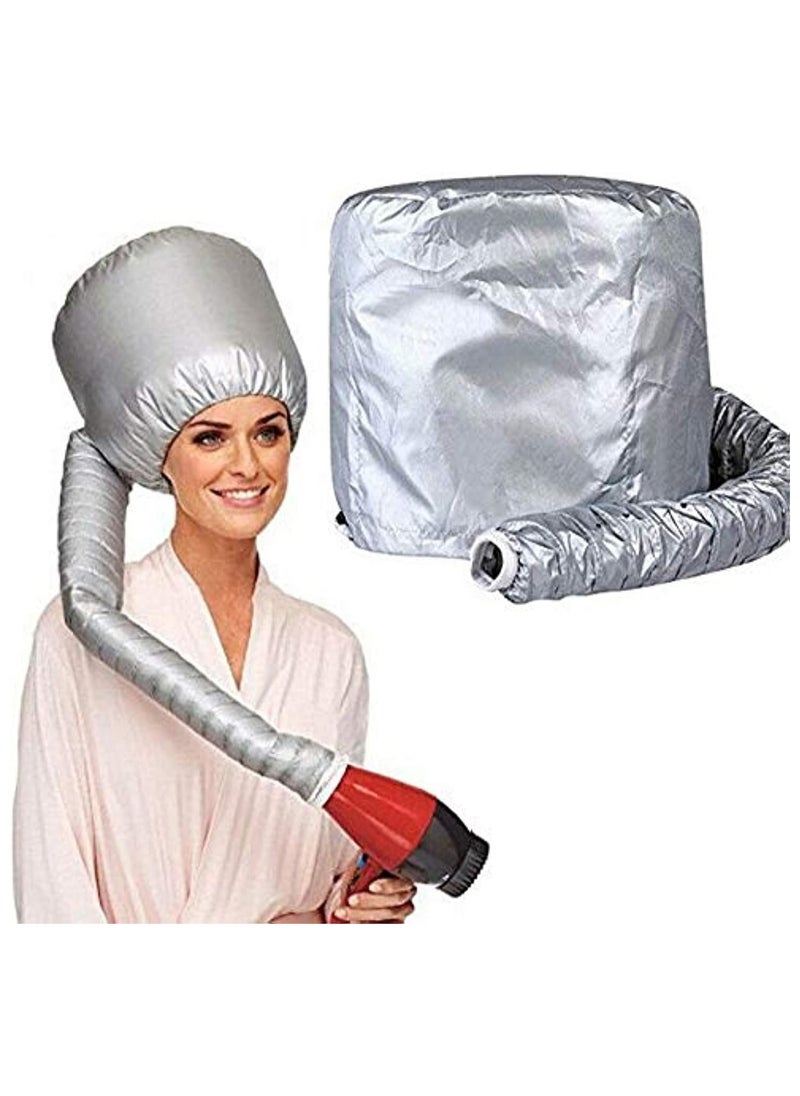 Kimaya Portable Soft Bonnet Hood Hair Blow Dryer Attachment - Adjustable Hooded Dryer, Portable Hair Salon Heat Cap for Drying,Styling,Curling and Deep Conditioning,Relax, Speeds Up Drying Time at Home Silver Grey  - Image 1