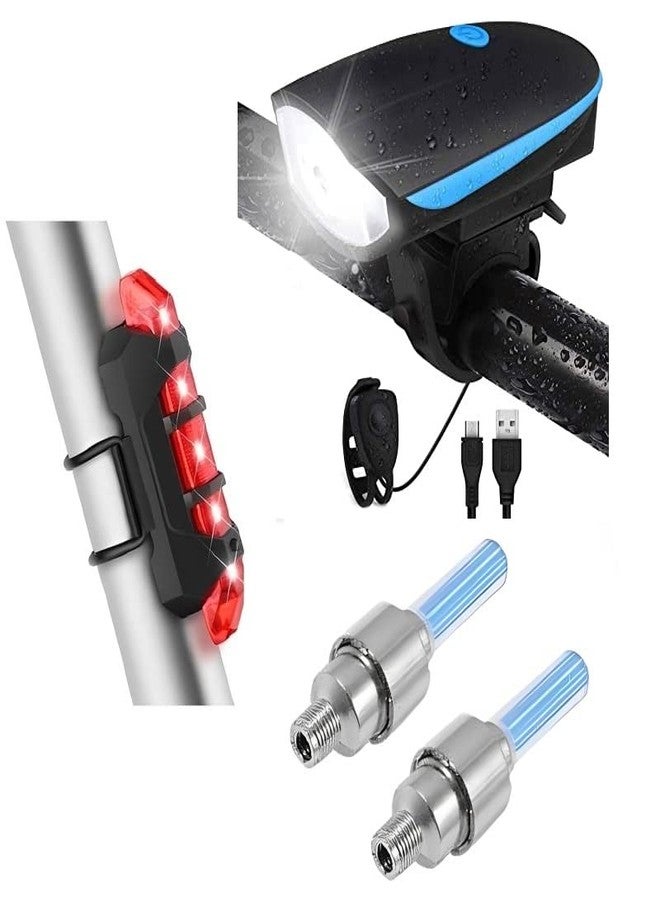 BLACKBELL Bicycle Combo of Front Cycle Light Back Tail Light and Tyre Valve Light LED Front Rear Light Combo (Multicolor) - Image 1