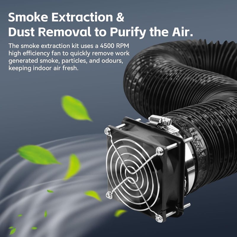 UniTak3D Smoke Exhaust Kit with Efficient Ventilation 4500RPM Fan and Pipe,Exhaust Smoke&Odors,Fan Fume Extraction Kit Exhaust Fan for Laser Engraver and 3D Printer Enclosure Tent Cover - Image 3