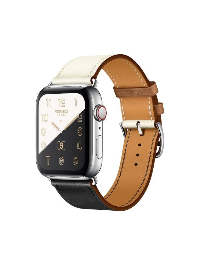 Generic - Suitable For Apple Watch Full Series Apple Watch Strap First Layer Cowhide Leather Hot Single Ring Strap-Color:42/44MM Dark Blue (palm Print) - Image 1