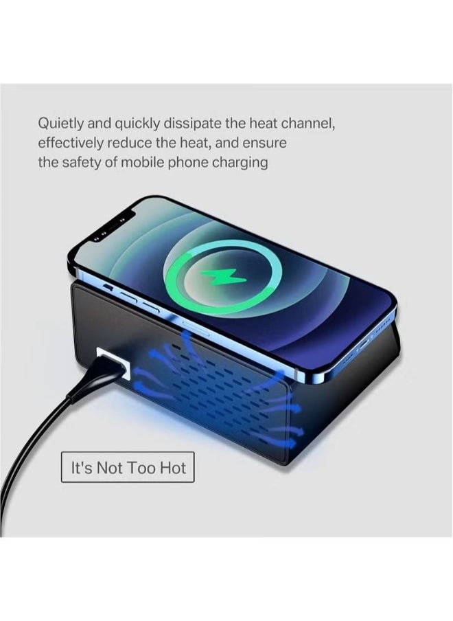 Generic - USB Charger Hub 100W 8-Port Desktop Multiple USB Charging Station with PD Port, Quick Charge 3.0 USB Port, Wireless Charger, LCD Display Fast USB C Charger for iPhone, Tablet and More - Image 1
