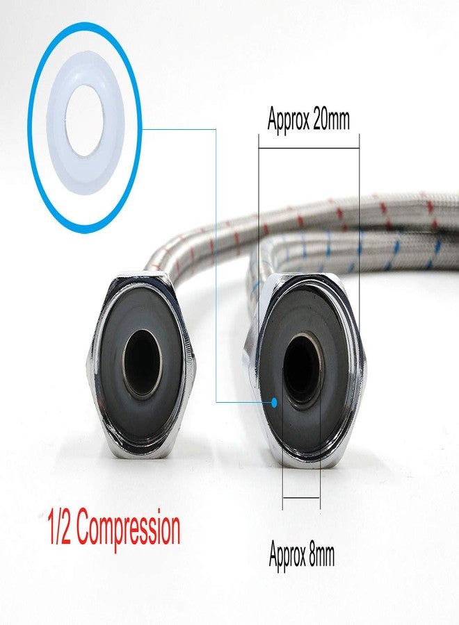 HUAHA 24-Inch Long Faucet Connector Braided Stainless Steel Supply Hose 1/2-Inch Female Compression Thread x M10 Male Connector, x 2 Pcs (1 Pair) - Image 4