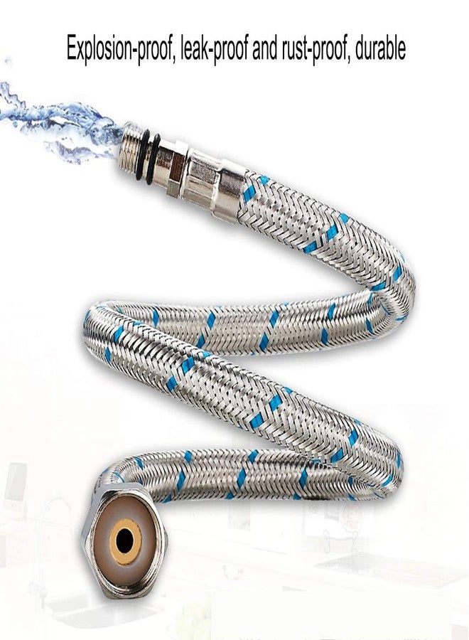 HUAHA 24-Inch Long Faucet Connector Braided Stainless Steel Supply Hose 1/2-Inch Female Compression Thread x M10 Male Connector, x 2 Pcs (1 Pair) - Image 3