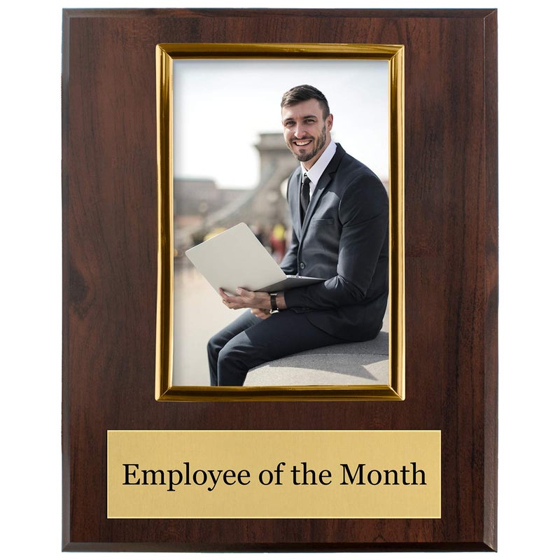PlaqueMaker Pre-designed Employee of the Month, Quarter or Year Award Plaque - 8 x 10" Photo Plaque holds a 6 x 4" Portrait Photo (Month) - Image 2