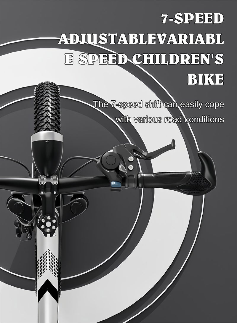 MaBaby Bicycle for Kids 18-20-22-24 Inch Dual Disc Brakes 7-Speed Gears, with Adjustable Seat and LED Headligh, Kids Mountain Bike for 5-12 Years Boys and Girls - Image 5