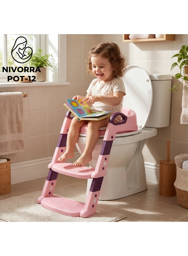 NIVORRA Premium Toddler Toilet Training Ladder with Soft Cushion & Adjustable Steps - Image 3