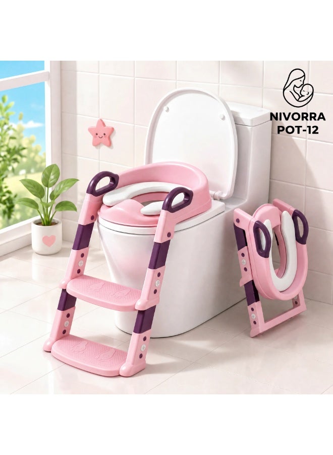 NIVORRA Premium Toddler Toilet Training Ladder with Soft Cushion & Adjustable Steps - Image 1