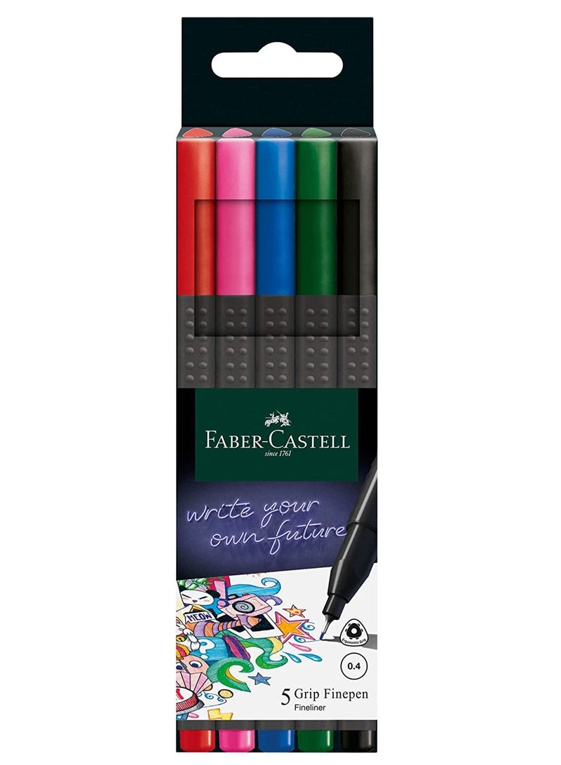 FABER-CASTELL قلم فني 5 قطع برأس 0.4 مم بألوان زاهية - Image 1
