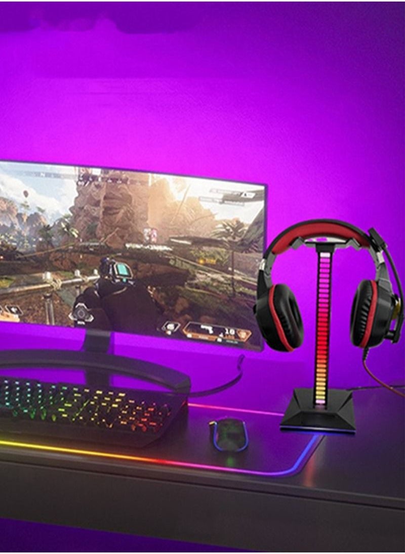 FlashHawk RGB Pickup Rhythm Headphone Stand with 2 USB2.0 Ports and 3.5mm Audio Jack  - Image 5