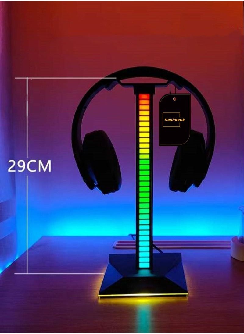 FlashHawk RGB Pickup Rhythm Headphone Stand with 2 USB2.0 Ports and 3.5mm Audio Jack  - Image 4