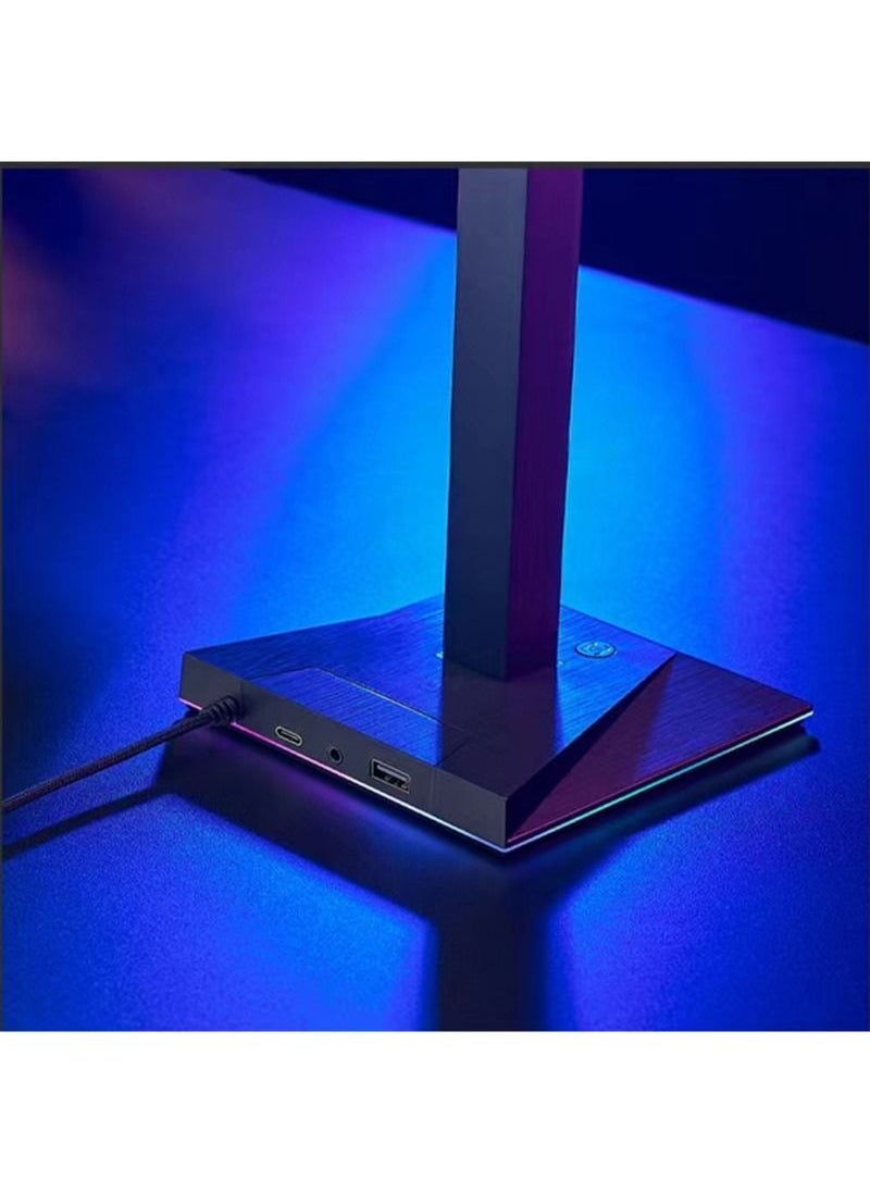 RGB Pickup Rhythm Headphone Stand with 2 USB2.0 Ports and 3.5mm Audio Jack