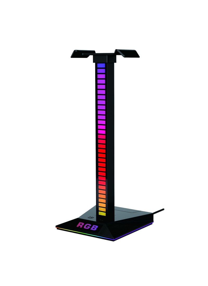 FlashHawk RGB Pickup Rhythm Headphone Stand with 2 USB2.0 Ports and 3.5mm Audio Jack  - Image 1