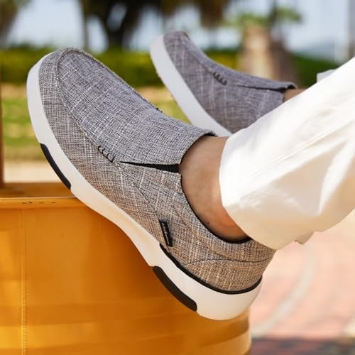 OrthoComfoot Men's Orthopedic Dress Slip-On Shoes, Breathable Supportive Loafers for Recovery, Overpronation, Slip-On Indoor Outdoor Shoes Light Grey Size 10.5 - Image 2