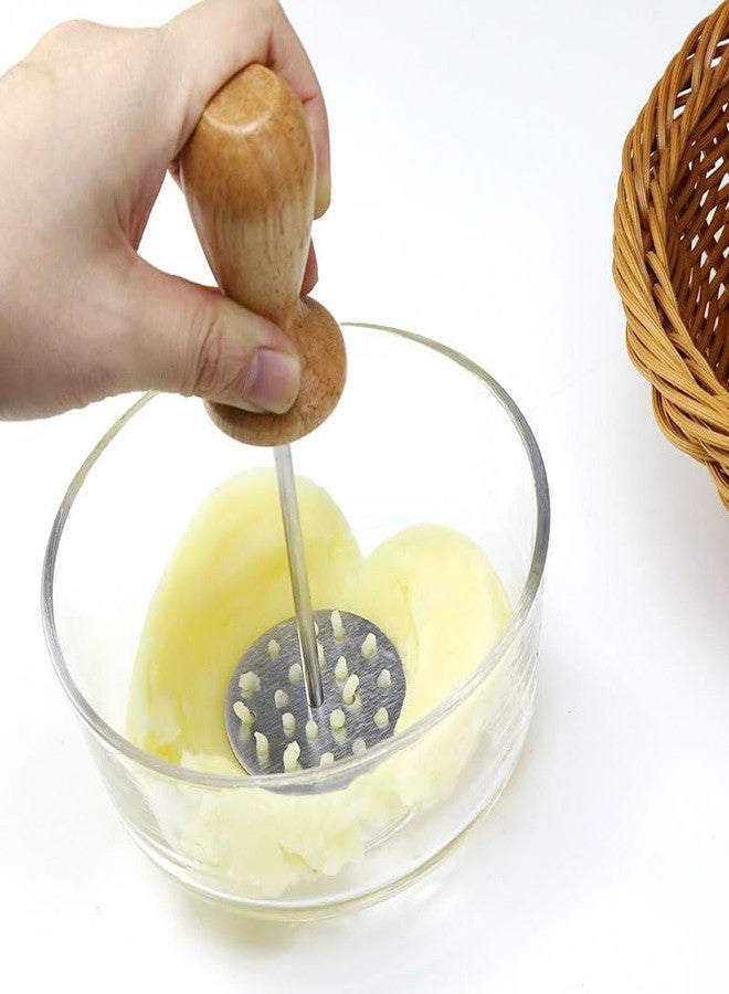 MayeBridge Mini Avocado Masher, Mini Potato Mashers with Wood Non Slip Handle Stainless Steel Bean and Potato Masher Small Food Masher Lightweight Kitchen Tool (Mini Masher C) - Image 4