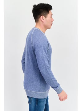 Celio Men Crew Neck Heather Long Sleeves Sweatshirt, Slate Blue  - Image 2