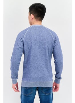 Celio Men Crew Neck Heather Long Sleeves Sweatshirt, Slate Blue  - Image 3