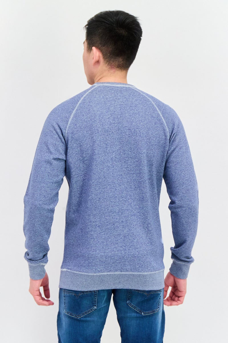 Celio Men Crew Neck Heather Long Sleeves Sweatshirt, Slate Blue - Image 3