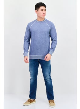 Celio Men Crew Neck Heather Long Sleeves Sweatshirt, Slate Blue  - Image 4