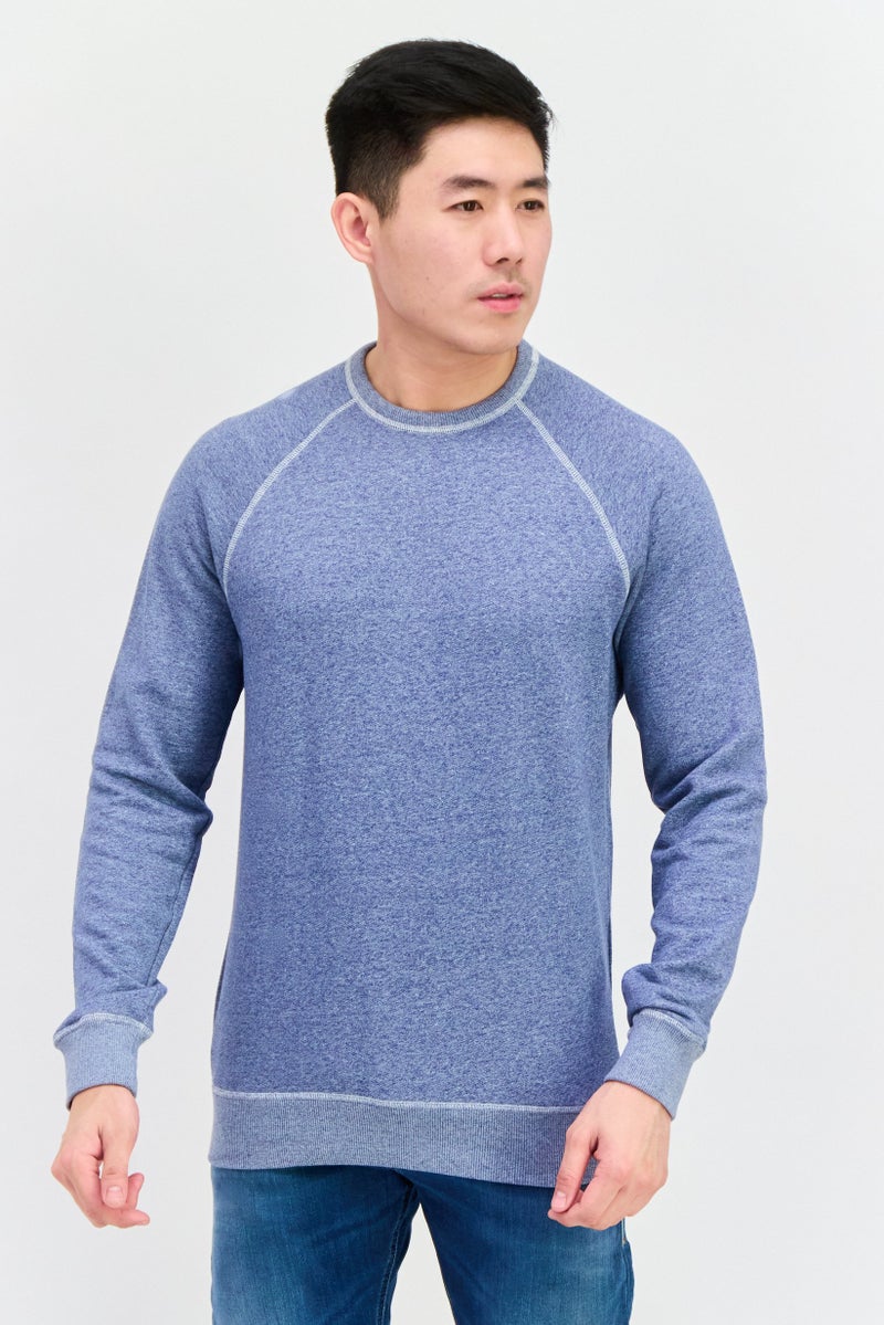 Celio Men Crew Neck Heather Long Sleeves Sweatshirt, Slate Blue - Image 1