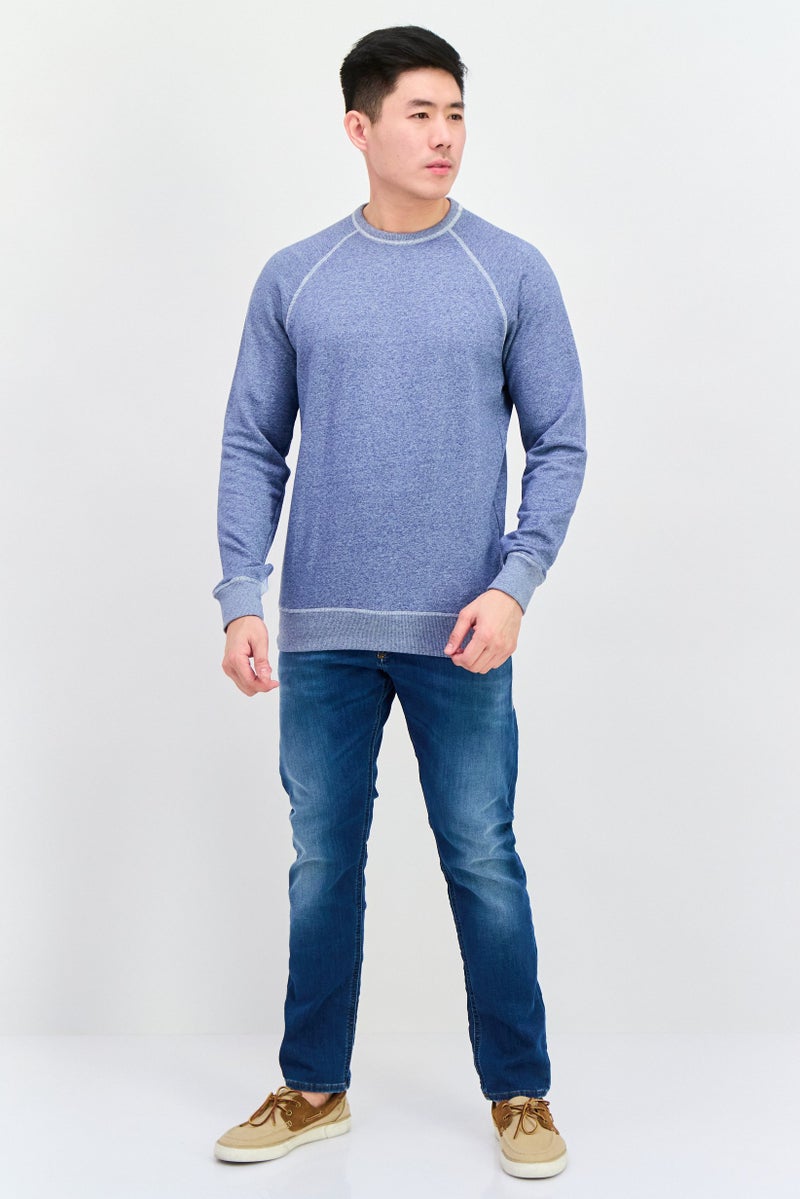 Celio Men Crew Neck Heather Long Sleeves Sweatshirt, Slate Blue - Image 4