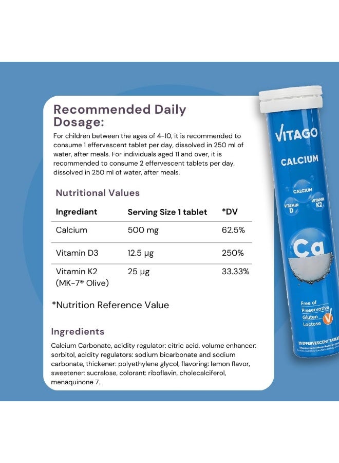 Vitago Calcium Effervescent Tablet 20 Tablets - Image 4