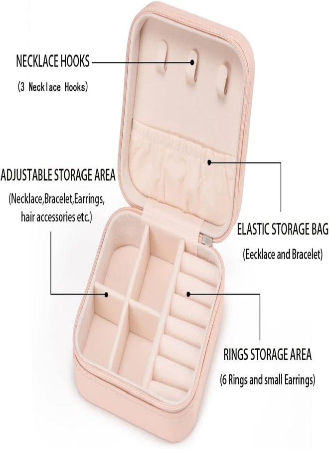 Rinpoche Portable Jewellery Box with Multiple Compartments, Pink Leather - Image 5
